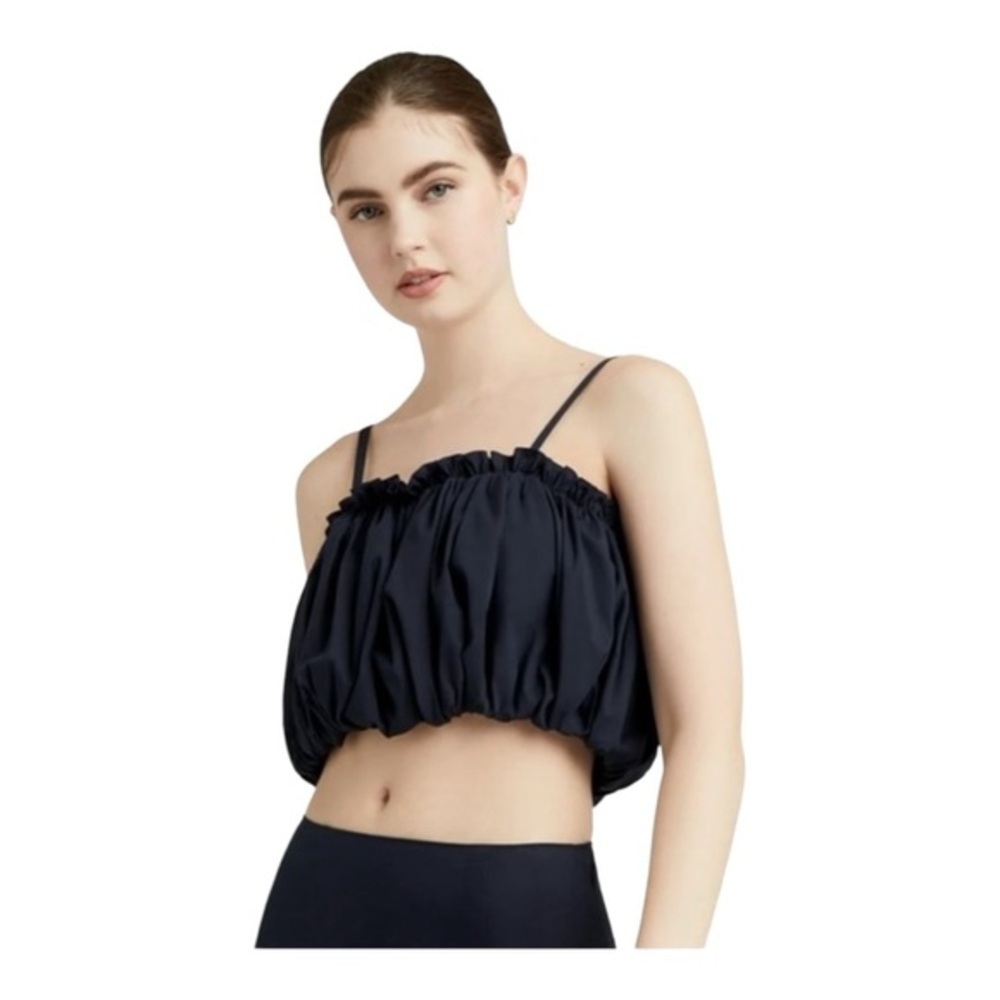 Cinq a Sept Ivee Puffball‎ Cropped Cami Top Black NWOT Size L